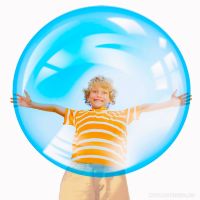 Мяч жвачка Ваббл Баббл Бол голубой с электронасосом